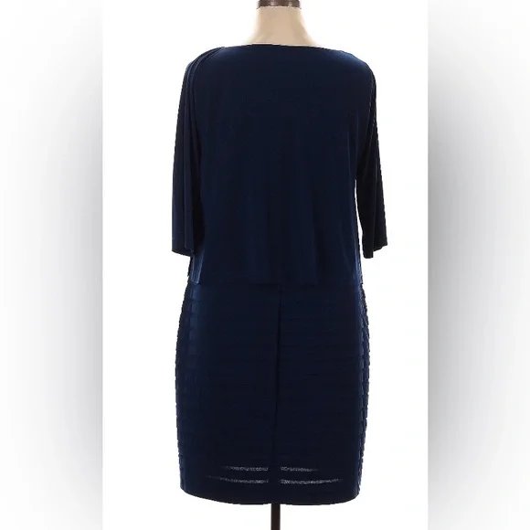 Size 14W 0X Adrianna Papell navy stretch dress cocktail cruise wedding guest - Picture 2 of 3